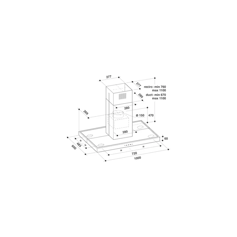 Kontrolsat - Whirlpool Island Hood 100cm Stainless Steel - AKR 504 IX/1