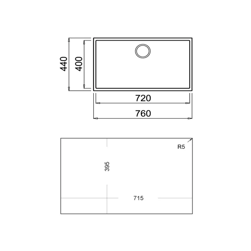 Kontrolsat - Teka Sink Square 72.40 Tg Black Built-in 76x44cm