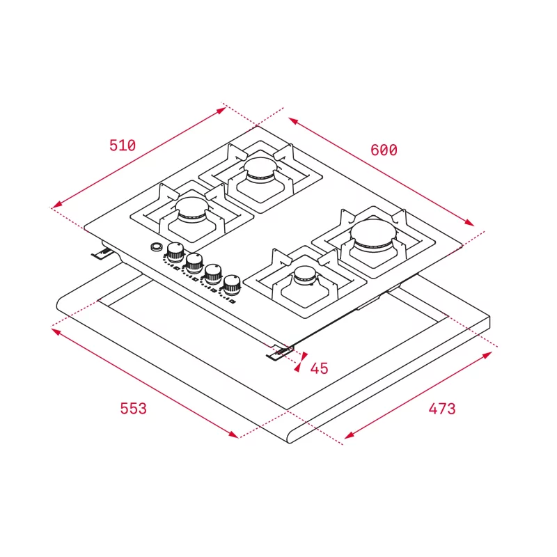 Kontrolsat - Teka EFX 60.1 4G Gas Hob Inox 4 Zones Dual 60cm