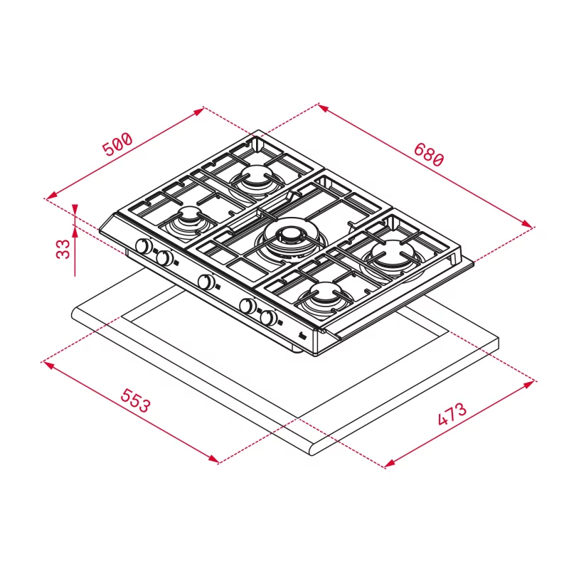 Kontrolsat - Teka EX 70.1 5G AI AL DR CI 70cm Gas Hob 5 Burners Stainless Steel Cast Iron Grid