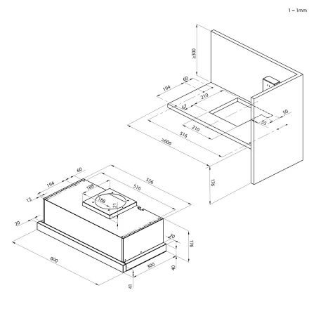 Kontrolsat - Candy CBT625/2X extractor hood - 60cm - 332 m3/h Kontrolsat - Candy CBT625/2X extractor hood - 60cm - 332 m3/h