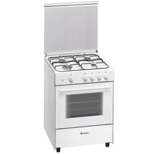 Kontrolsat - Meireles Butane Gas Monobloc Stove - 4 Burners - 60cm - 49L - White - G 600 W