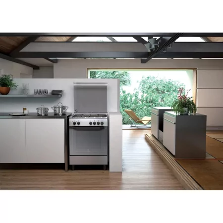 Kontrolsat - Fogao Monobloco Gás Natural Indesit - 4 Queimadores - 60cm - 59L - Inox - I6TMH2AF(X)/I Kontrolsat - Fogao Monobloco Gás Natural Indesit - 4 Queimadores - 60cm - 59L - Inox - I6TMH2AF(X)/I