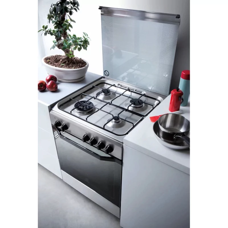 Kontrolsat - Indesit Natural Gas Monoblock Stove - 4 Burners - 60cm - 59L - Stainless Steel - I6TMH2AF(X)/I