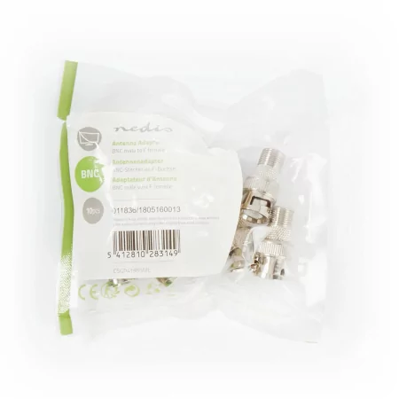 Kontrolsat - Adaptador F/BNC Macho Nedis CSGP41965ME - 10 un, Revestimento Níquel Metálico Kontrolsat - Adaptador F/BNC Macho Nedis CSGP41965ME - 10 un, Revestimento Níquel Metálico
