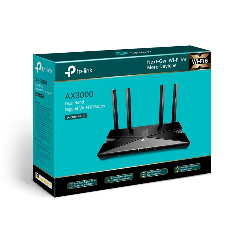 Kontrolsat - Router TP-Link Archer AX50 - AX3000 Dual-Band - 3000 Mbps Wi-Fi 6 Gigabit