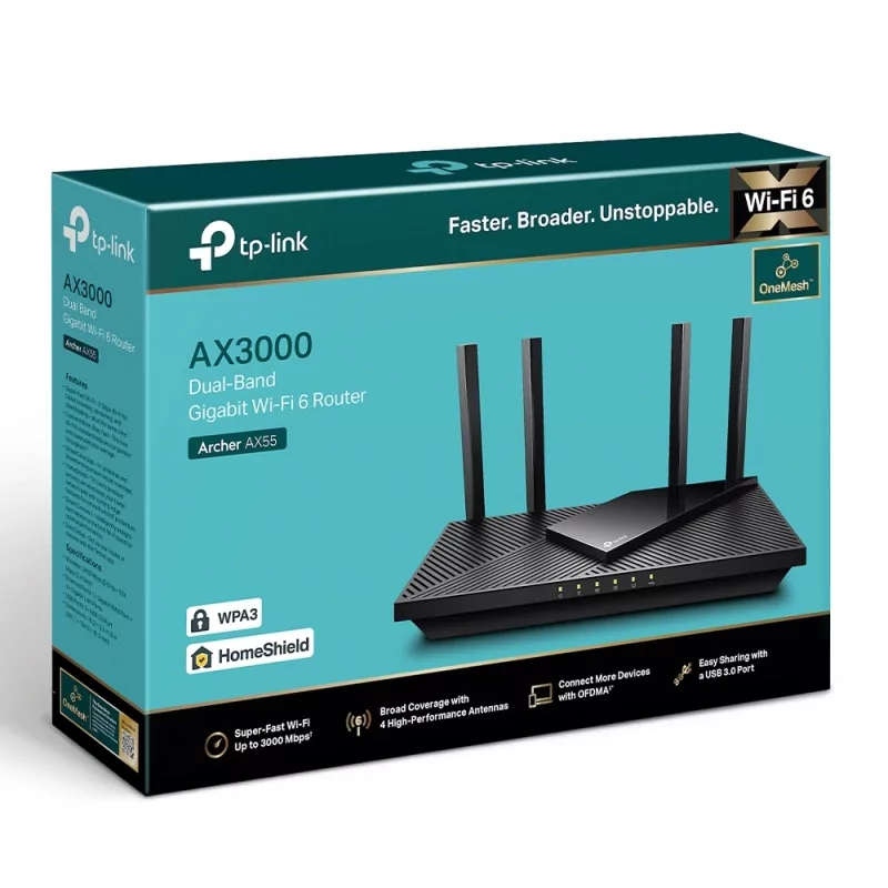 Kontrolsat - Router TP-Link Archer AX55 - AX3000 Dual-Band - 3000Mbps Wi-Fi 6 Gigabit