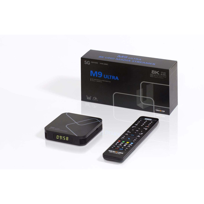 M9 Ultra 8K Streamer 5G Box IPTV Linux Android 4K Kontrolsat
