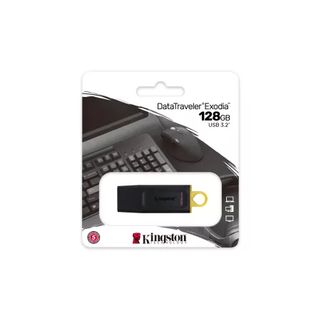Kontrolsat - Pendrive 128gb Usb 3.2 Kingston Dt Exodia Preto / Amarelo Kontrolsat - Pendrive 128gb Usb 3.2 Kingston Dt Exodia Preto / Amarelo