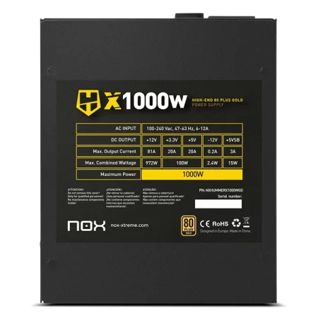 Kontrolsat - Fonte De Alimentação NOX Hummer X Gold Edition 1000W 80 Plus Gold Full Modular - NXHUMMERX1000WGD