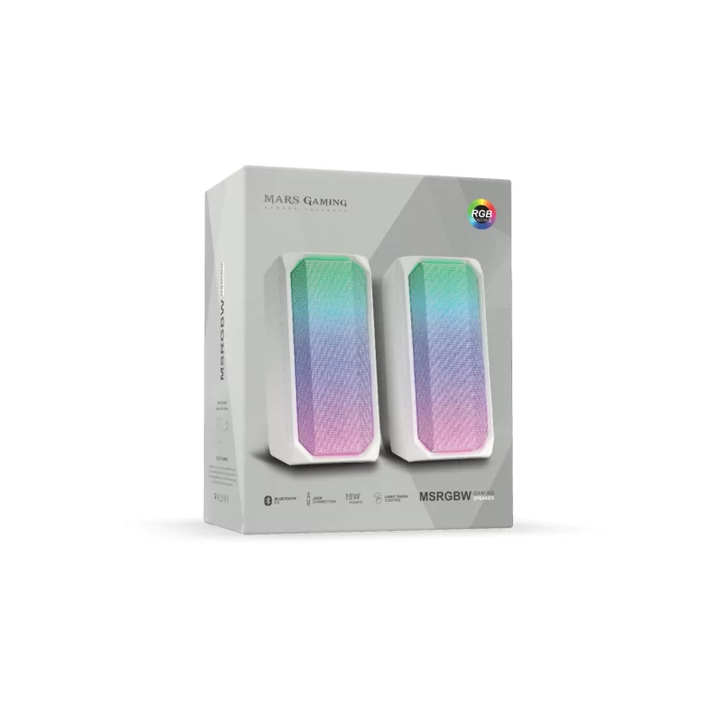 Kontrolsat - Colunas Mars Gaming - 15 W - Bluetooth - RGB - Brancas - MSRGBW