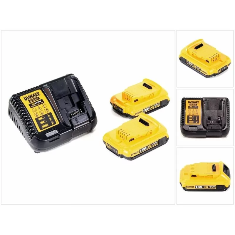 Kontrolsat - Set of 2 Dewalt XR Rail Batteries - 18V - Li-Ion - 2 Ah - Charger - DCB115D2-QW