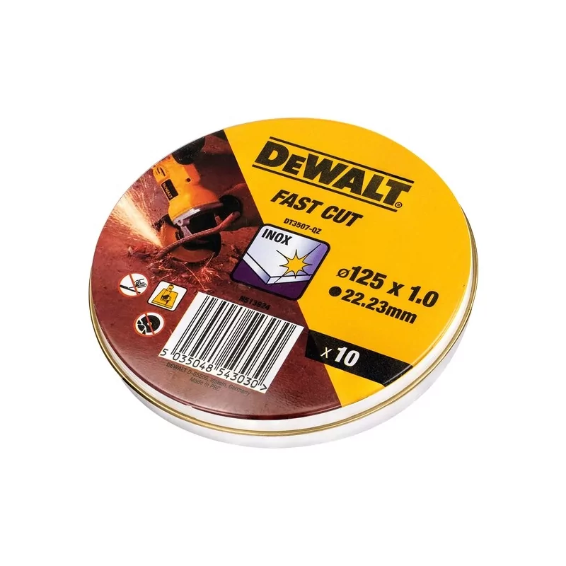 Kontrolsat - Set of 10 Stainless Steel Cutting Discs. Dewalt - 125x1x22.23 mm - DT3506-QZ