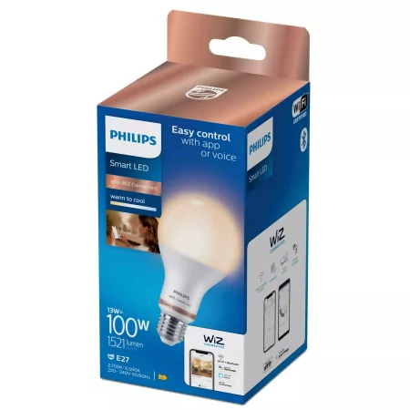 Kontrolsat - Philips WiZ Standard Bulb - LED - E27 - 13 W - 2,700K-6,500K - 1521 LM - Wi-Fi Kontrolsat - Philips WiZ Standard Bulb - LED - E27 - 13 W - 2,700K-6,500K - 1521 LM - Wi-Fi