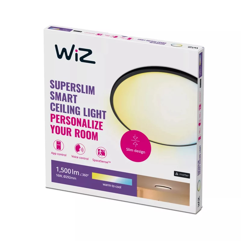 Kontrolsat - WiZ Philips luminaire - LED - 16 W - 1500 LM - ø 292 mm - Black frame