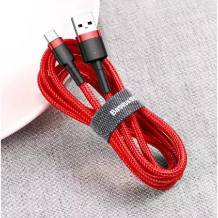 Kontrolsat - Cabo Baseus Cafule - USB-A 2.0 / USB-C - 1 m - Vermelho - CATKLF-B09 Kontrolsat - Cabo Baseus Cafule - USB-A 2.0 / USB-C - 1 m - Vermelho - CATKLF-B09