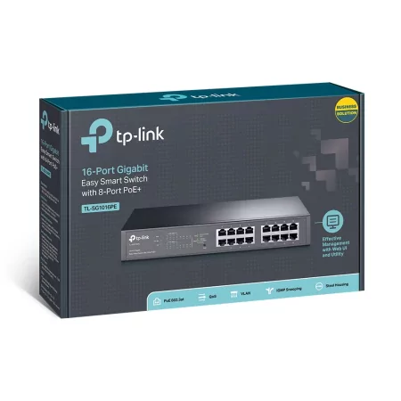 Kontrolsat - Switch TP-Link - 16 Portas - Gigabit - Smart Managed PoE + Rack Mountable - TL-SG1016PE