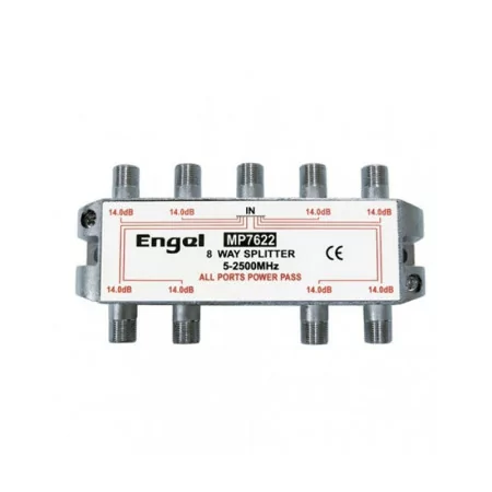 Repartidor 8 Saídas Axil - 5-2500Mhz - 14dB - Power Pass - Blister - MP7622E|Engel|8413173228522