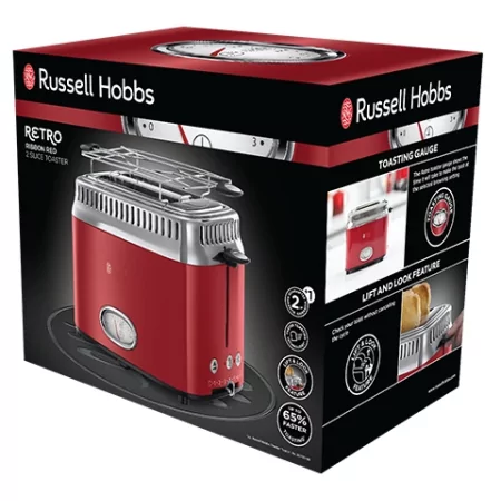 Kontrolsat - Retro Ribbon Red 2 Slice Toaster - Russell Hobbs Kontrolsat - Retro Ribbon Red 2 Slice Toaster - Russell Hobbs