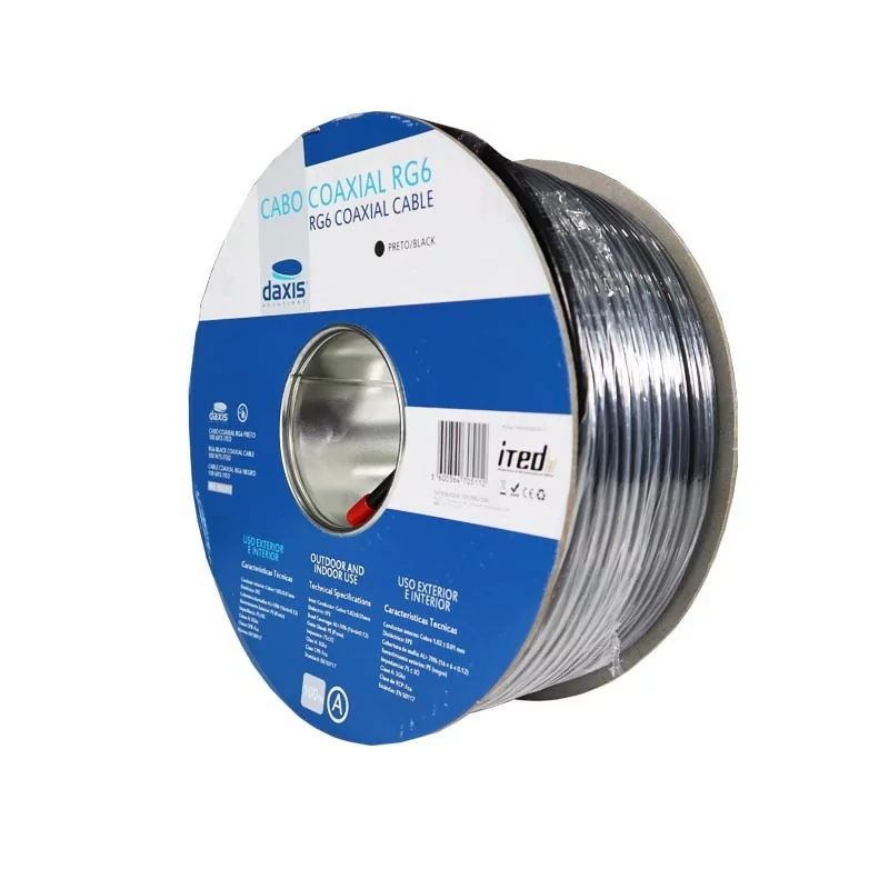 Cabo Coaxial RG6 Daxis ed0317 - 100m ITED, Preto