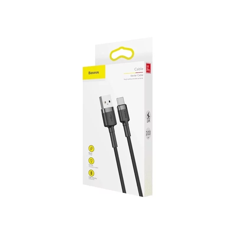Kontrolsat - Cabo USB-A 2.0 / USB-C Baseus - 1M - Cinza/Preto Kontrolsat - Cabo USB-A 2.0 / USB-C Baseus - 1M - Cinza/Preto
