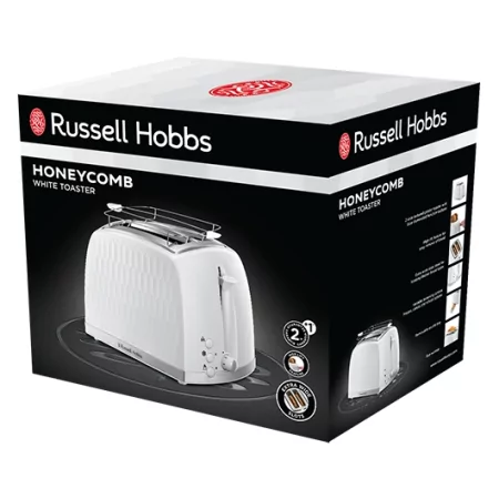 Kontrolsat - Torradeira para 2 Fatias Honeycomb White - Russell Hobbs Kontrolsat - Torradeira para 2 Fatias Honeycomb White - Russell Hobbs