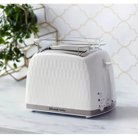 Kontrolsat - Honeycomb White 2-Slice Toaster - Russell Hobbs Kontrolsat - Honeycomb White 2-Slice Toaster - Russell Hobbs