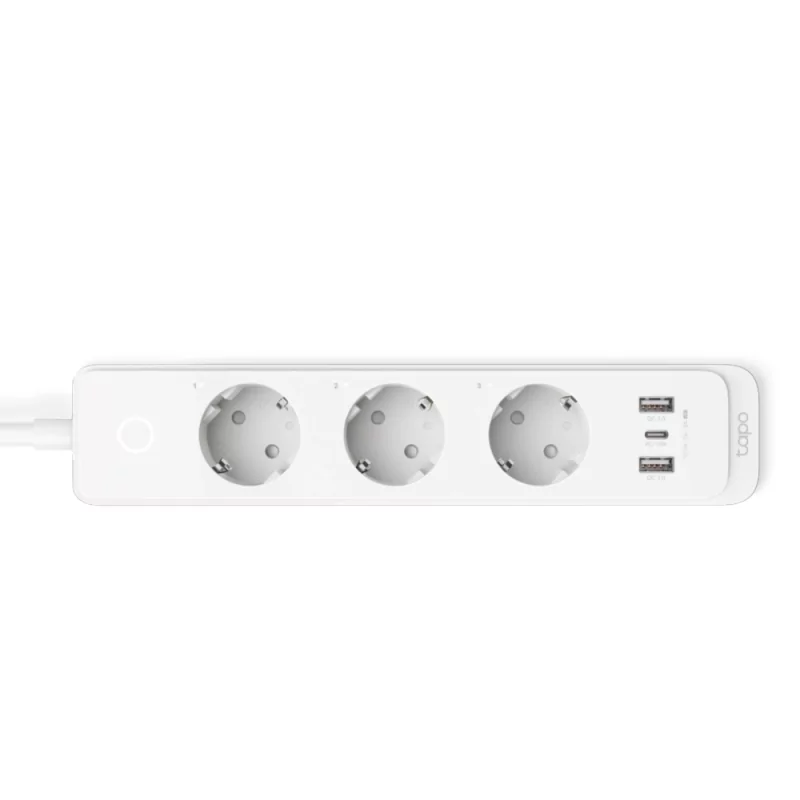 Kontrolsat - Extensão de Tomada Inteligente Tapo TP-Link - Smart Wi-Fi Power Strip 3 Tomadas Schuko 10A + USB/USB-C Branca Kontrolsat - Extensão de Tomada Inteligente Tapo TP-Link - Smart Wi-Fi Power Strip 3 Tomadas Schuko 10A + USB/USB-C Branca