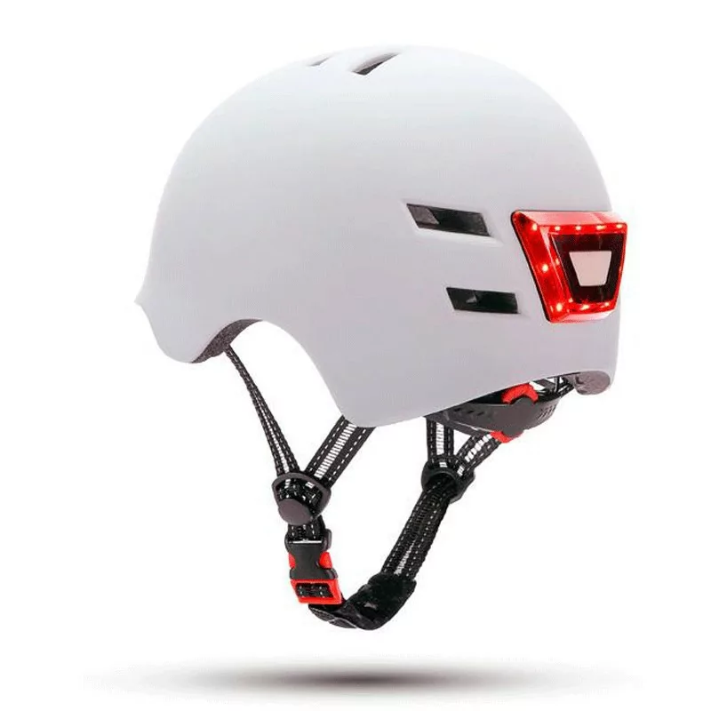 Capacete com luz LED forntal e traseira- Branco- Youin Capacete com luz LED forntal e traseira- Branco- Youin