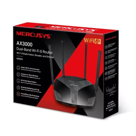 Kontrolsat - Router Mercusys - AX3000 - Dual-Band - Wi-Fi 6 - MR80X Kontrolsat - Router Mercusys - AX3000 - Dual-Band - Wi-Fi 6 - MR80X