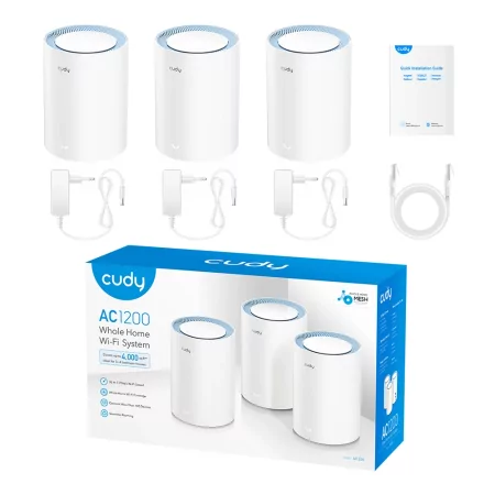 Kontrolsat - Sistema MESH Cudy - AC1200 - Dual-Band Wi-Fi 5 - M1200 - Pack 3 Unidades Kontrolsat - Sistema MESH Cudy - AC1200 - Dual-Band Wi-Fi 5 - M1200 - Pack 3 Unidades