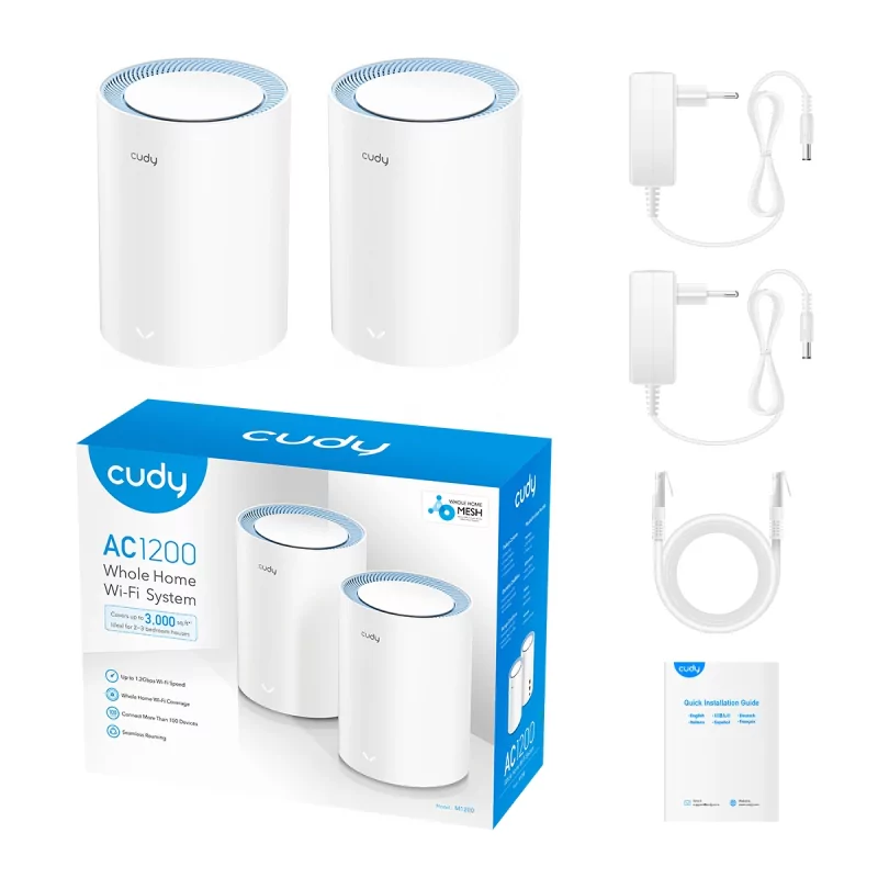 Kontrolsat - Sistema Mesh Cudy - AC1200 - M1200 - Pack 2 Unidades