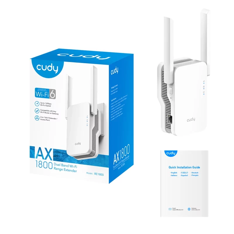 Kontrolsat - Repetidor Cudy - AX1800 - Dual-Band Wi-Fi 6 - RE1800