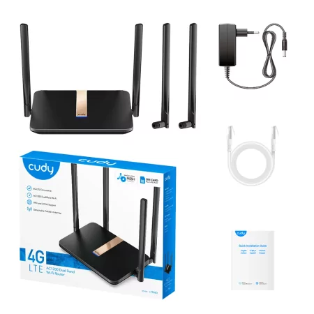 Kontrolsat - Router Cudy - AC1200 - Dual-Band Wi-Fi 5 - 4G LTE - LT500D Kontrolsat - Router Cudy - AC1200 - Dual-Band Wi-Fi 5 - 4G LTE - LT500D
