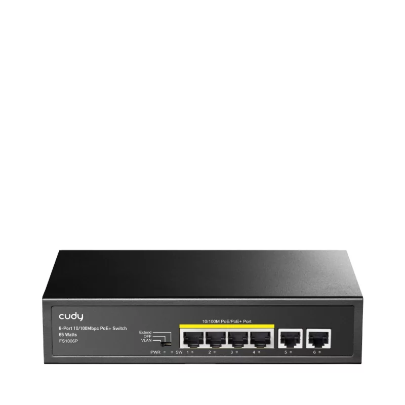 Kontrolsat - Switch Cudy - 6 Ports 10/100 Mbps - UnManaged PoE+ - FS1006P
