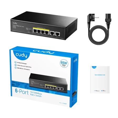 Kontrolsat - Switch Cudy - 6 Ports 10/100 Mbps - UnManaged PoE+ - FS1006P