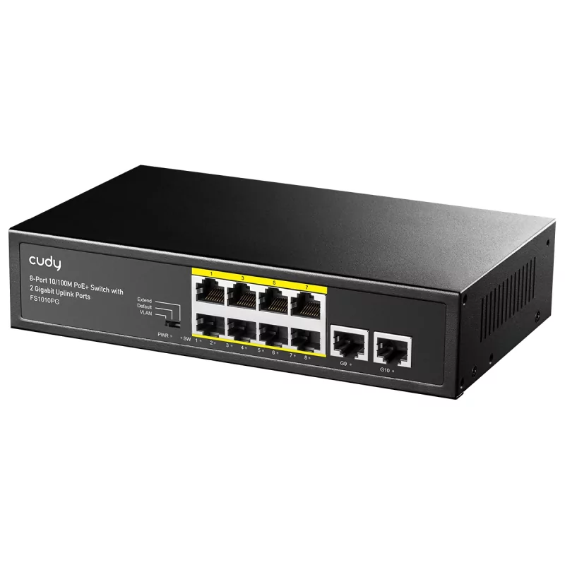 Kontrolsat - Switch Cudy - 8 Portas 10/100Mbps - UnManaged PoE+ - FS1010PG