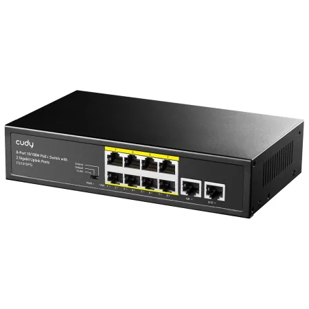 Kontrolsat - Switch Cudy - 8 Portas 10/100Mbps - UnManaged PoE+ - FS1010PG Kontrolsat - Switch Cudy - 8 Portas 10/100Mbps - UnManaged PoE+ - FS1010PG