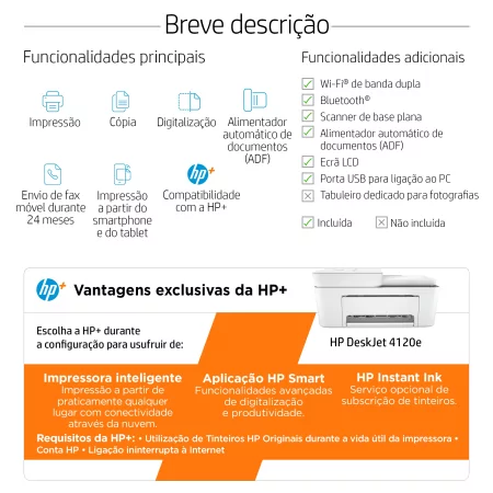 Kontrolsat - Impressora HP - Multifunções - Cores - Wireless - 4120e Kontrolsat - Impressora HP - Multifunções - Cores - Wireless - 4120e