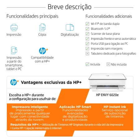 Kontrolsat - Impressora HP - Multifunções Envy 6020e - 223N4B Kontrolsat - Impressora HP - Multifunções Envy 6020e - 223N4B