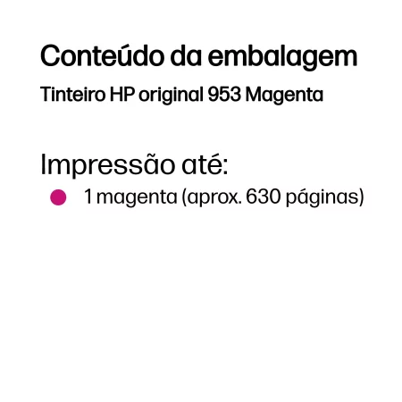 Kontrolsat - Tinteiro HP - 953 Rosa - 630 Páginas - F6U13AE Kontrolsat - Tinteiro HP - 953 Rosa - 630 Páginas - F6U13AE