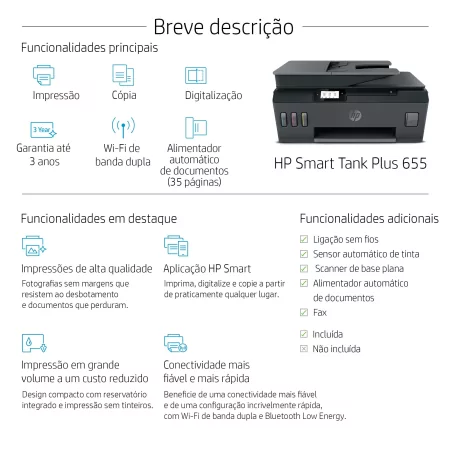 Kontrolsat - HP Printer - Colors - Multifunction - Smart Tank Plus - 655 Wireless - Y0F74A Kontrolsat - HP Printer - Colors - Multifunction - Smart Tank Plus - 655 Wireless - Y0F74A