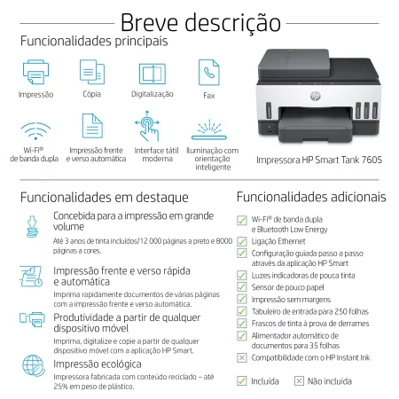Kontrolsat - HP Printer - Multifunction - Smart Tank 7605 - 28C02A Kontrolsat - HP Printer - Multifunction - Smart Tank 7605 - 28C02A