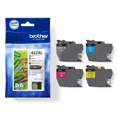 Kontrolsat - Pack 4 Tinteiros Brother - Tricolor + Preto - 3000 Páginas - LC422XLVAL Kontrolsat - Pack 4 Tinteiros Brother - Tricolor + Preto - 3000 Páginas - LC422XLVAL