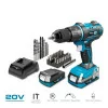 Koma Tools Pro Series Percussion Drill - Hammer Drill / Screwdriver Kit - 20 V - 2 Batteries 2.0 A - Charger