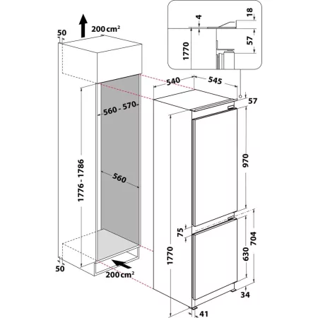 Kontrolsat - Whirlpool WHC18 T322 Integrated Fridge Freezer (250L - Class E - Não aplicável) Kontrolsat - Whirlpool WHC18 T322 Integrated Fridge Freezer (250L - Class E - Não aplicável)