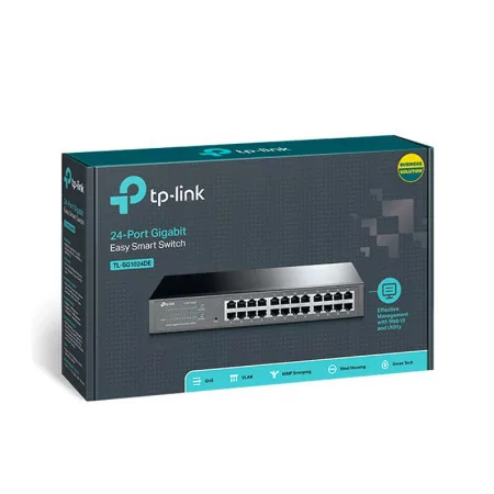 Switch TP-Link 24 Portas 10/100/1000 Mbps Preto TL-SG1024DE
