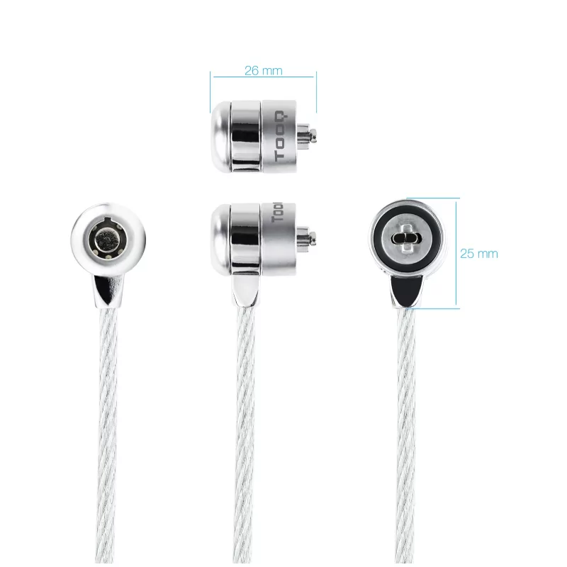 Kontrolsat - TooQ Universal Security Cable with Key - 1.5M - White - TQCLKC0025