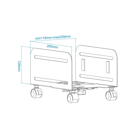 Kontrolsat - Floor Stand for Computer with Wheels Tooq - UMCS0004-B