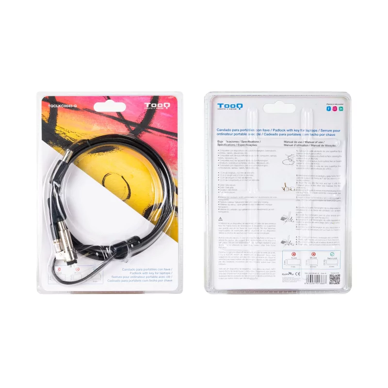 Kontrolsat - Cabo de Segurança TooQ - C/ Chave - P/ Computador Portátil - 1.5M - TQCLKC0045-G